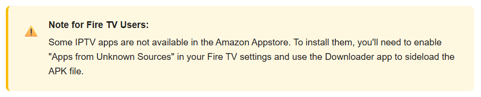 note for fire tv users when using iptv