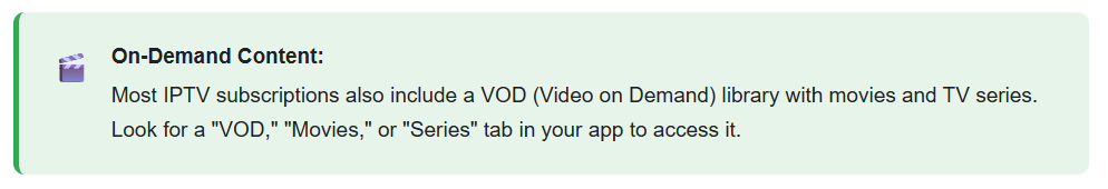 what does on demand content for iptv service subscription include